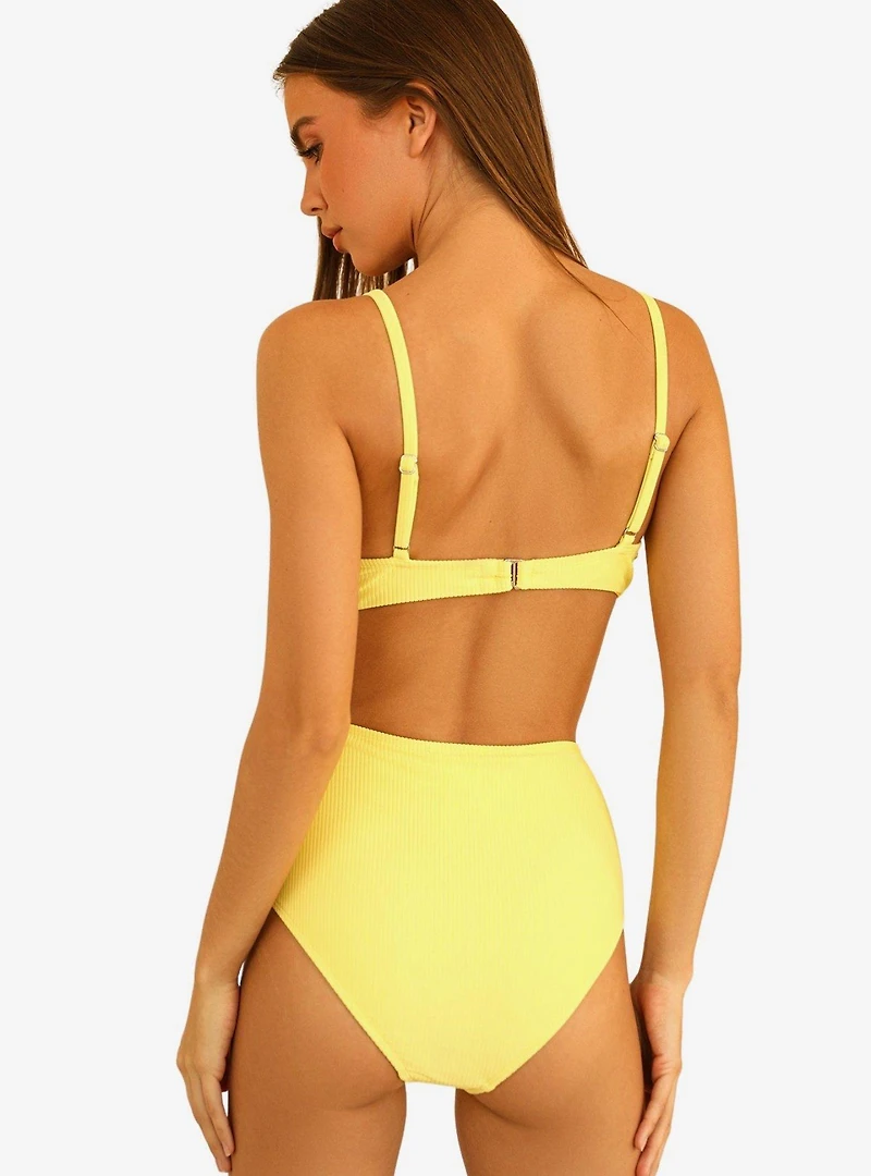 Dippin' Daisy's Balboa Swim Bottom Limelight Yellow Ribbed