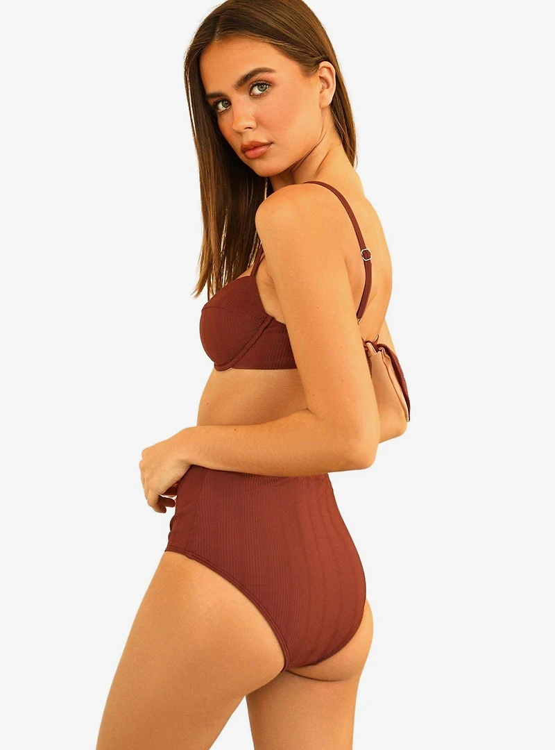 Dippin' Daisy's Balboa Swim Bottom Clay Maroon Ribbed