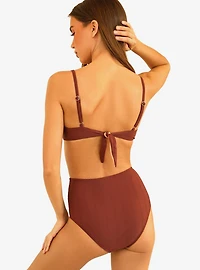 Dippin' Daisy's Balboa Swim Bottom Clay Maroon Ribbed