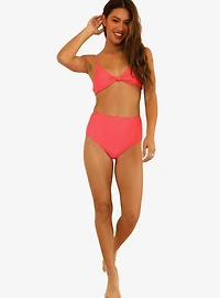 Dippin' Daisy's Balboa Swim Bottom Calypso Coral Pink Ribbed