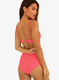 Dippin' Daisy's Balboa Swim Bottom Calypso Coral Pink Ribbed