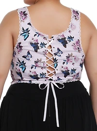 Thorn & Fable Butterfly Ribbon Girls Crop Corset Plus Size