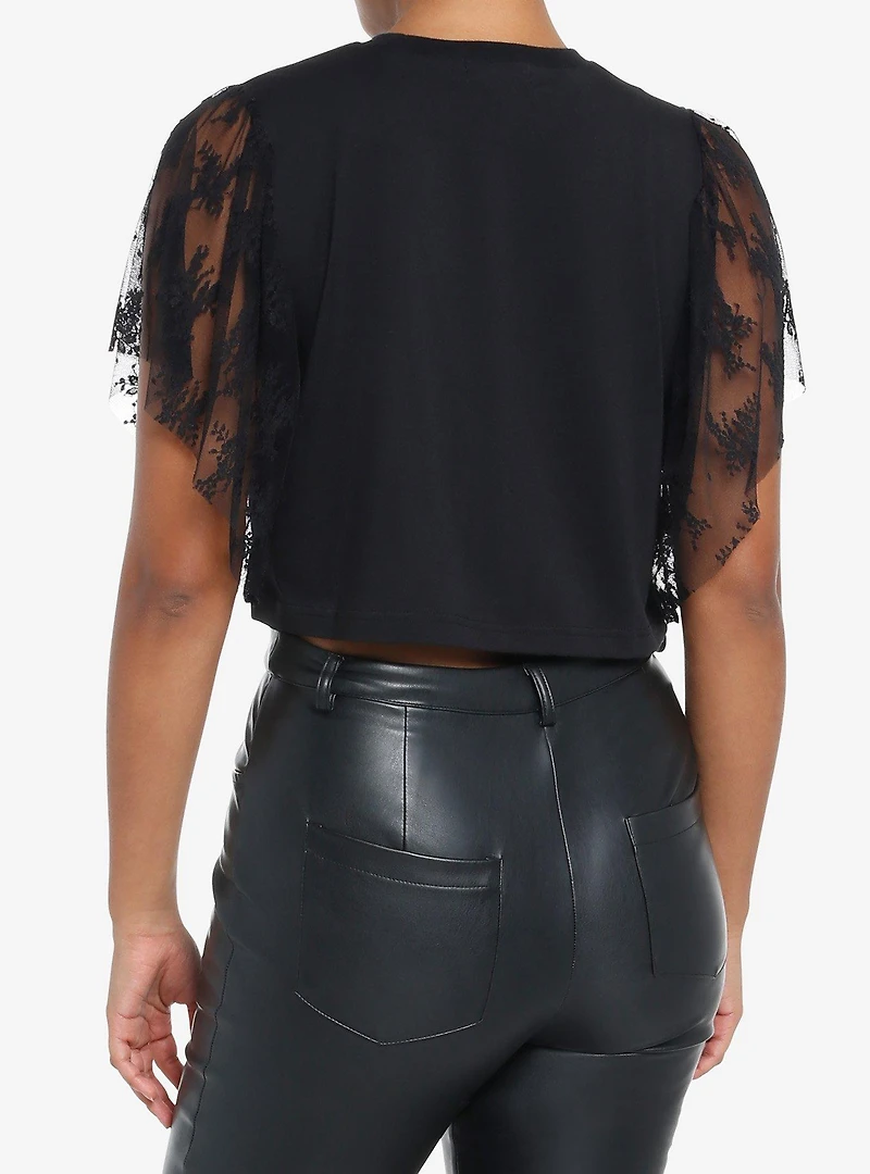 Social Collision Chaos Skull Girls Mesh Short-Sleeve Top