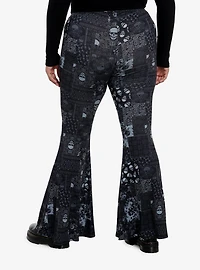Skull Paisley Patchwork Flare Leggings Plus Size