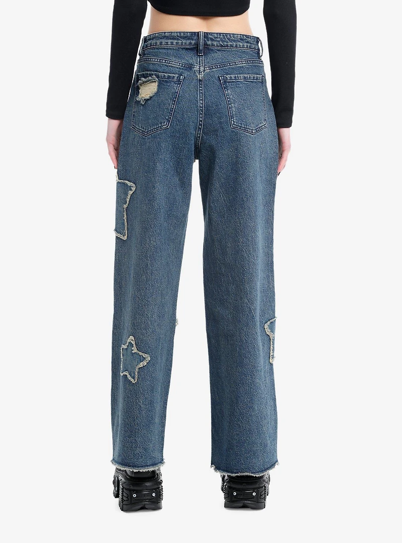 Star Patch Wide Leg Jeans