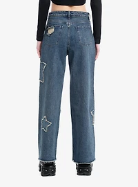 Star Patch Wide Leg Jeans