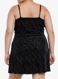 Cosmic Aura Rainbow Sparkle Velvet Cami Dress Plus Size
