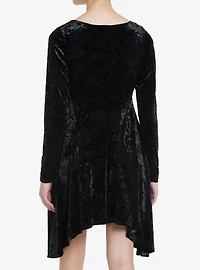 Cosmic Aura Black Velvet Lace Long-Sleeve Dress
