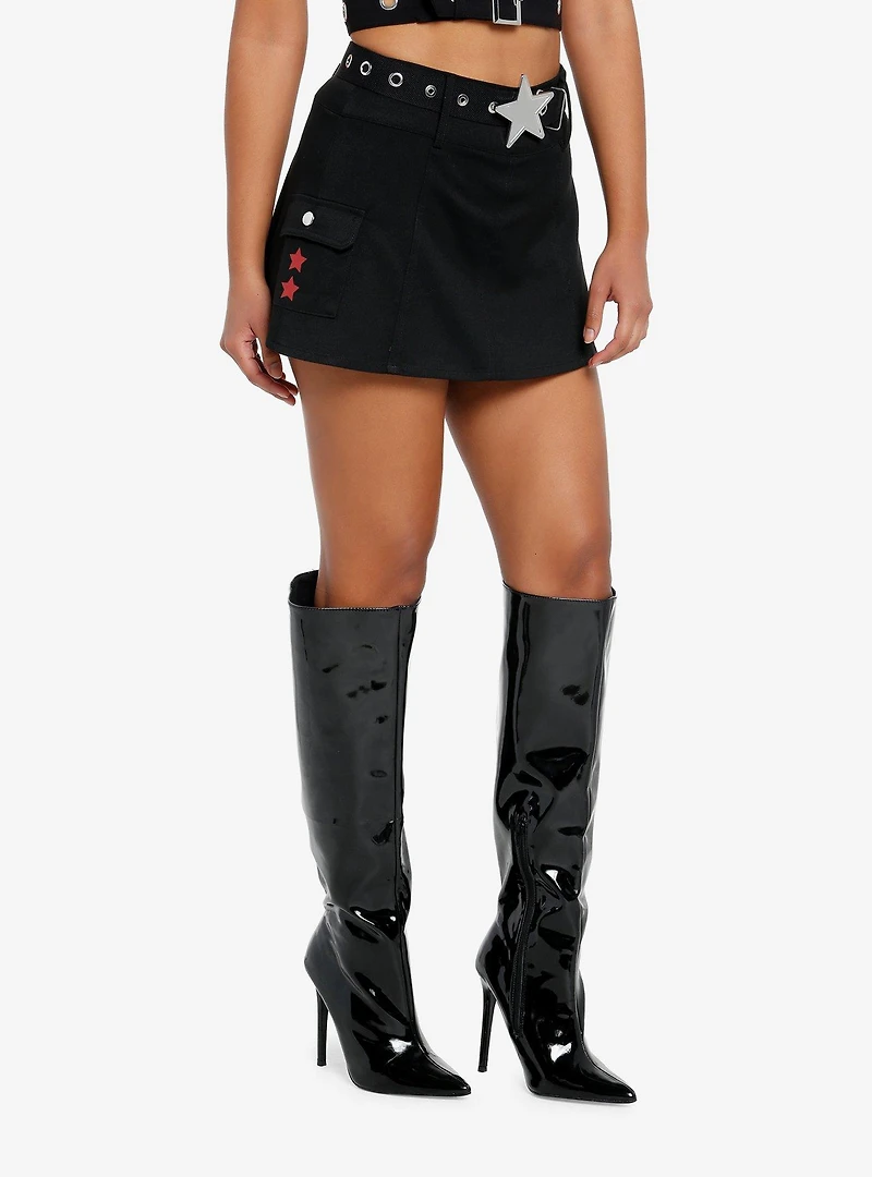 Social Collision Star Belt Mini Skort