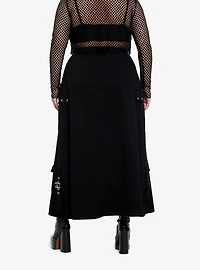 Social Collision Black ZIppers & Grommets Maxi Skirt  Plus Size