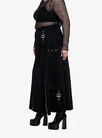 Social Collision Black ZIppers & Grommets Maxi Skirt  Plus Size