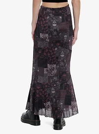 Social Collision Skull Paisley Patchwork Maxi Skirt