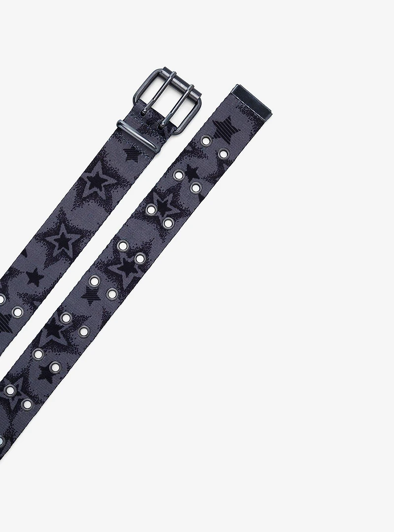 Black & Grey Star Grommet Belt