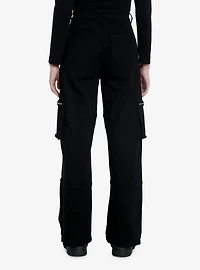 Black Zipper Wide Leg Cargo Pants