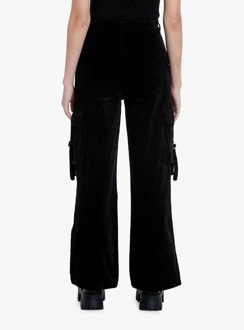 Black Corduroy Strap Carpenter Pants