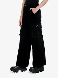 Black Corduroy Strap Carpenter Pants