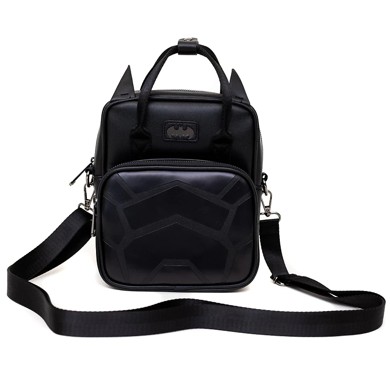 DC Comics Batman Embossed Armor Texture Black Crossbody Bag