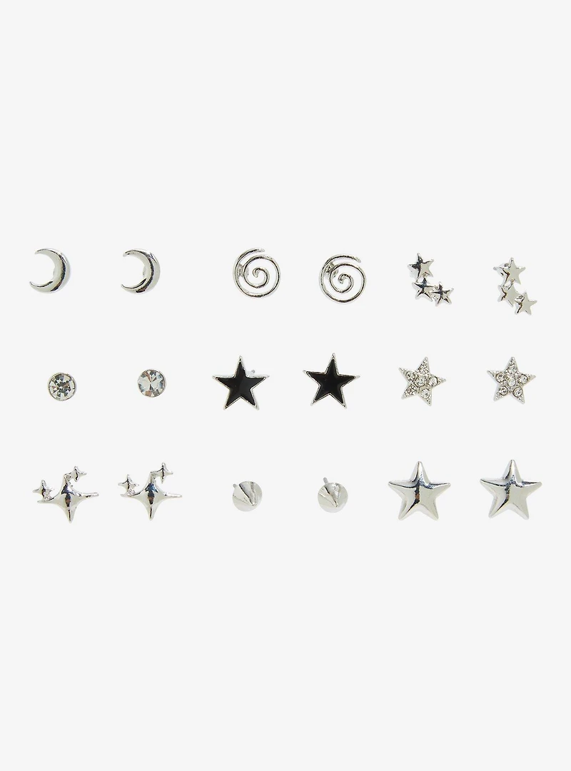 Social Collision Star Moon Spike Earring Set
