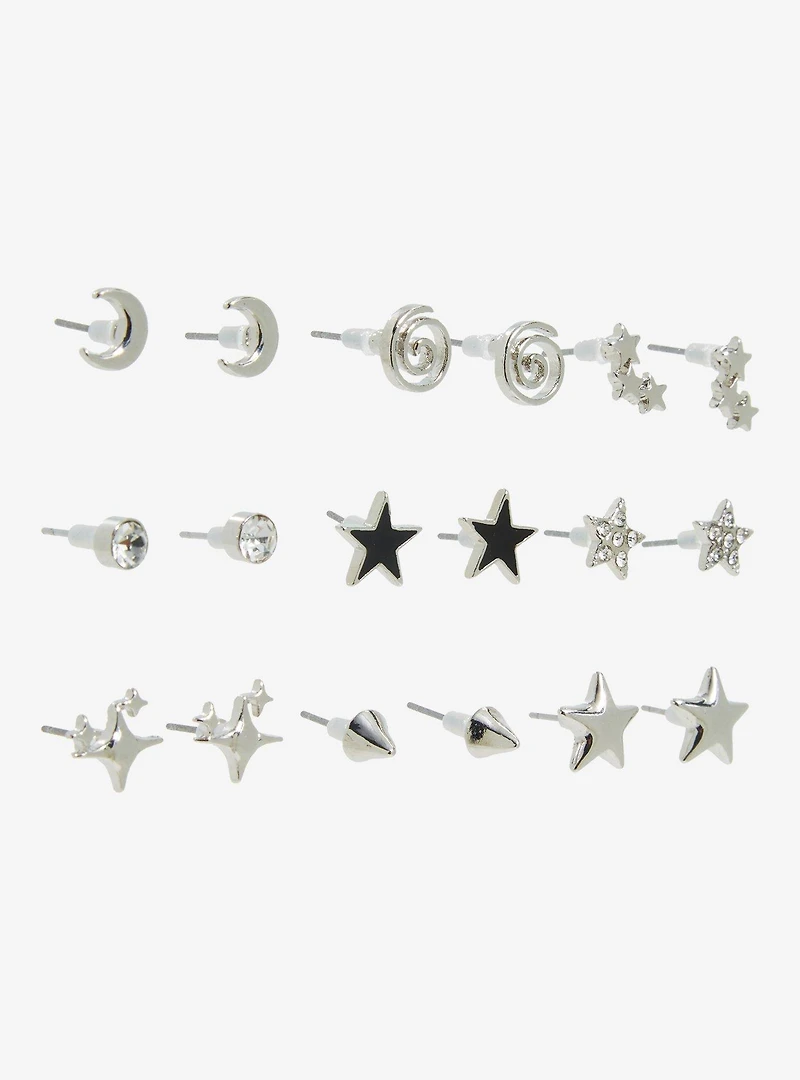 Social Collision Star Moon Spike Earring Set