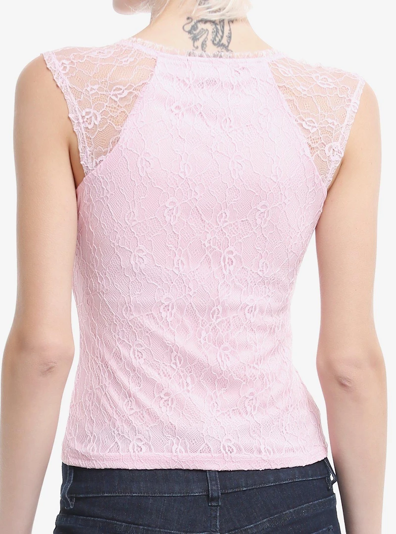 Sweet Society Pastel Pink Lace Sweetheart Top