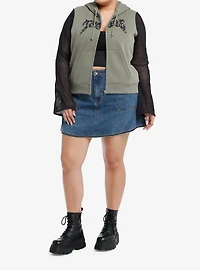 Social Collision Trouble Mesh Long-Sleeve Girls Hoodie Plus Size