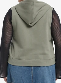 Social Collision Trouble Mesh Long-Sleeve Girls Hoodie Plus Size