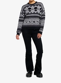 Social Collision Skull & Raven Grandpa Style Girls Sweater