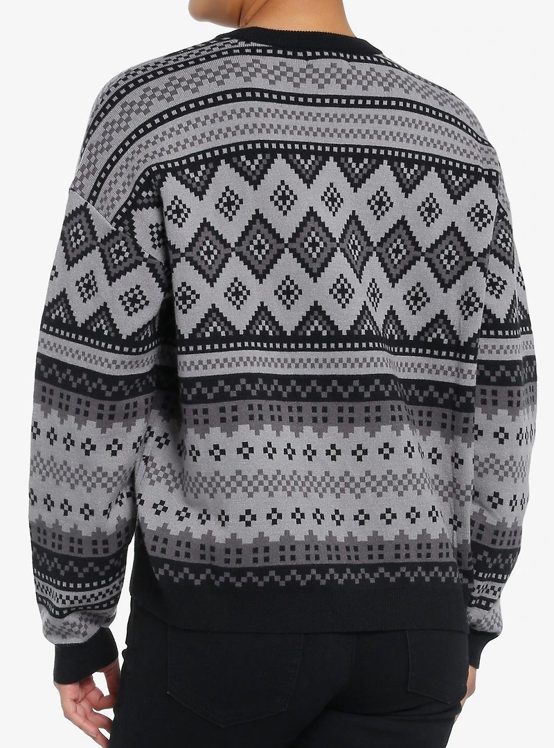 Social Collision Skull & Raven Grandpa Style Girls Sweater