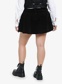 Social Collision Black Corduroy Pleated Skirt Plus Size