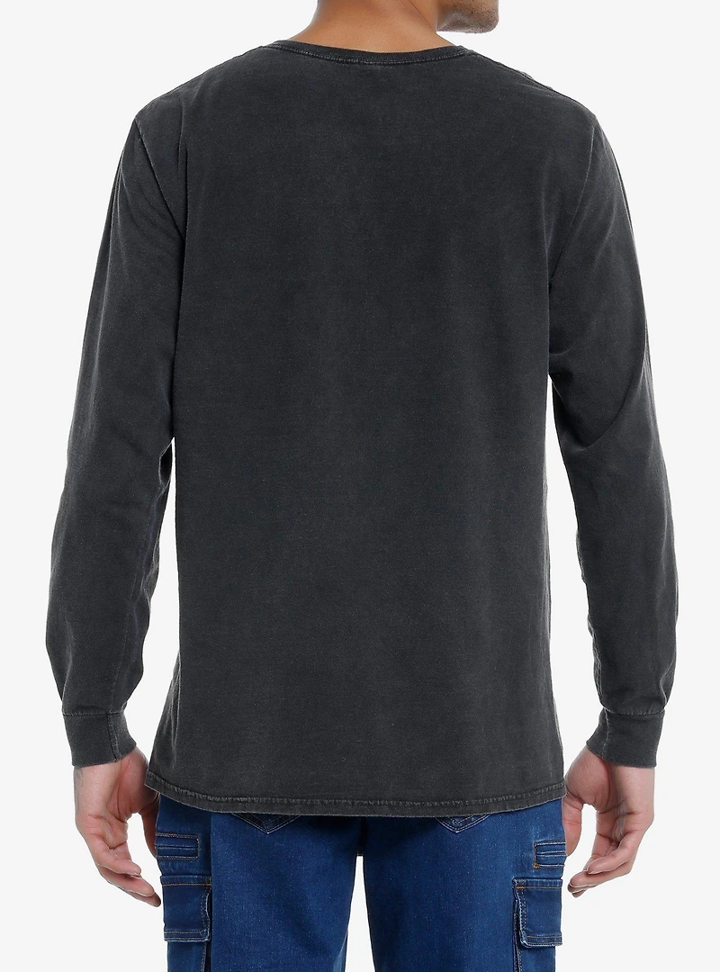 Social Collision Death Wish Skull Flames Long-Sleeve T-Shirt