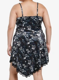 Thorn & Fable Floral Skulls Asymmetrical Dress Plus Size