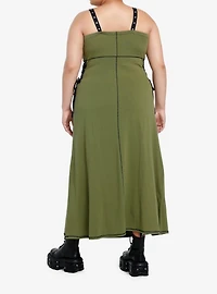 Social Collision Green & Black Lace-Up Midaxi Dress Plus Size
