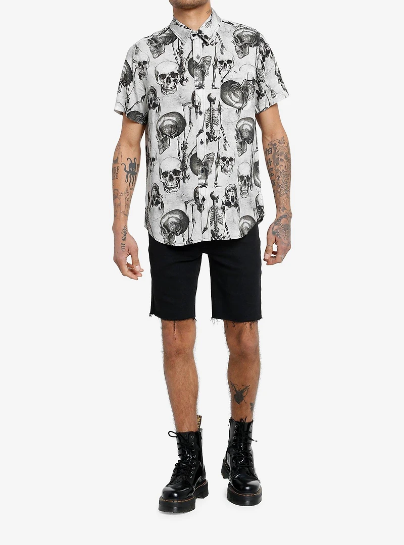 Cosmic Aura Skeletons & Skulls Woven Button-Up