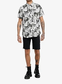 Cosmic Aura Skeletons & Skulls Woven Button-Up