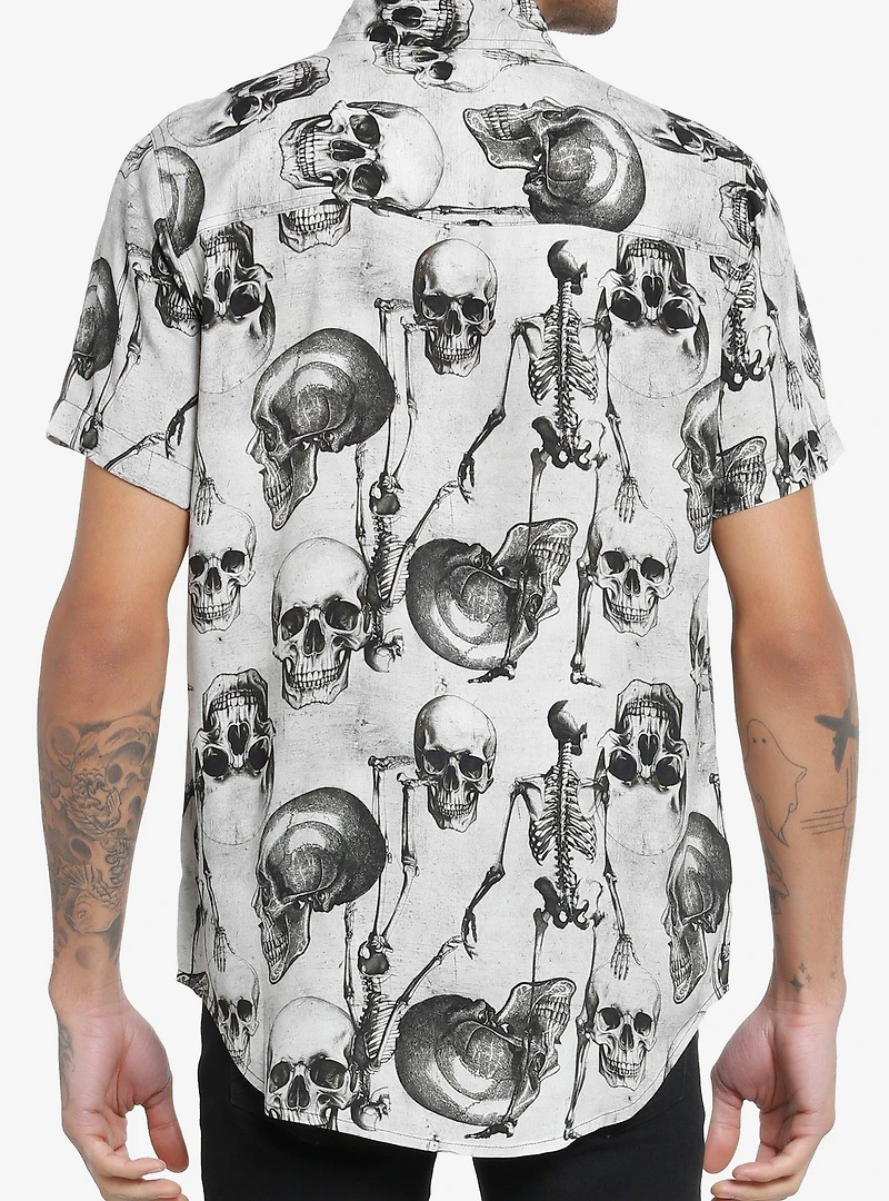 Cosmic Aura Skeletons & Skulls Woven Button-Up
