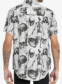 Cosmic Aura Skeletons & Skulls Woven Button-Up