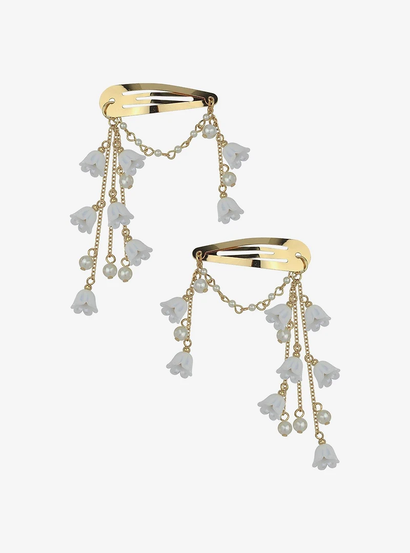 Thorn & Fable Ivory Flower Drops Hair Clip Set