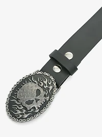 Flame Skull Single Belt Buckle