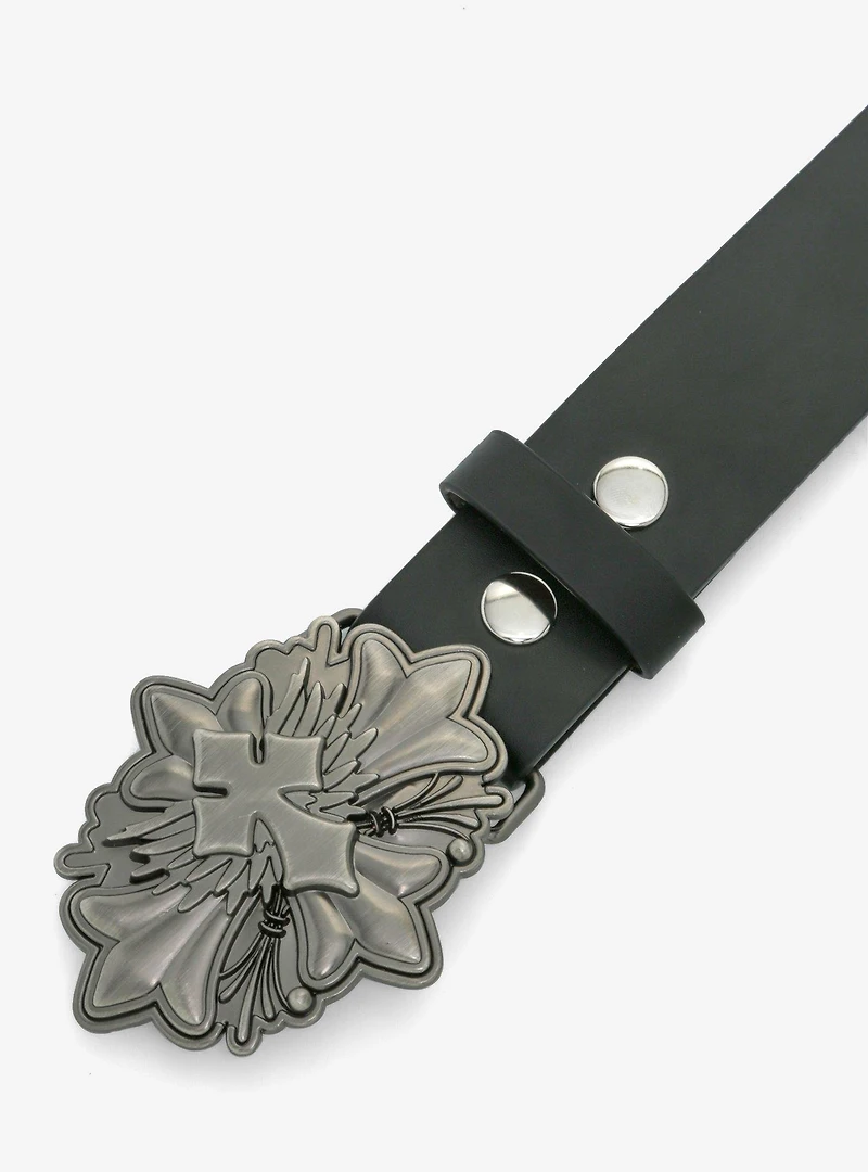 Winged Cross Single Belt Buckle