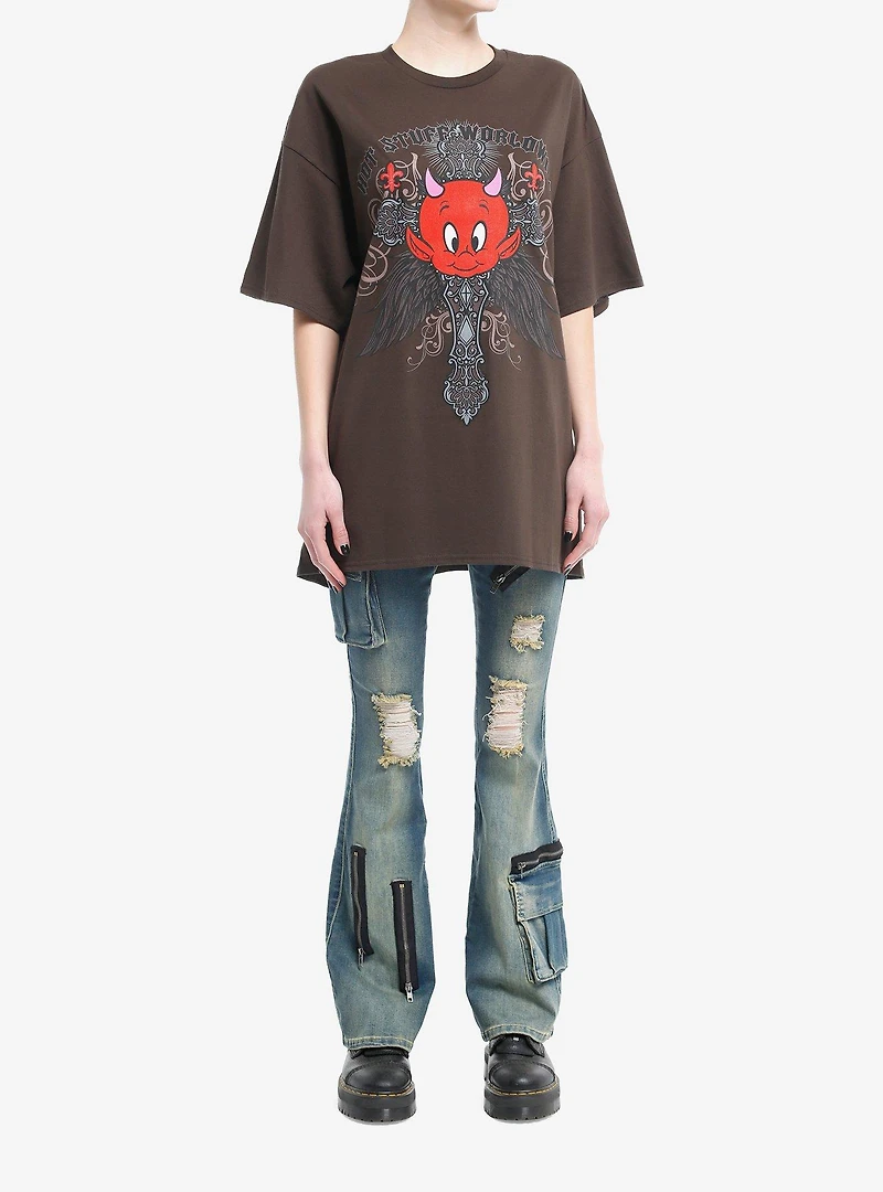 Hot Stuff Ornate Cross Girls Oversized T-Shirt