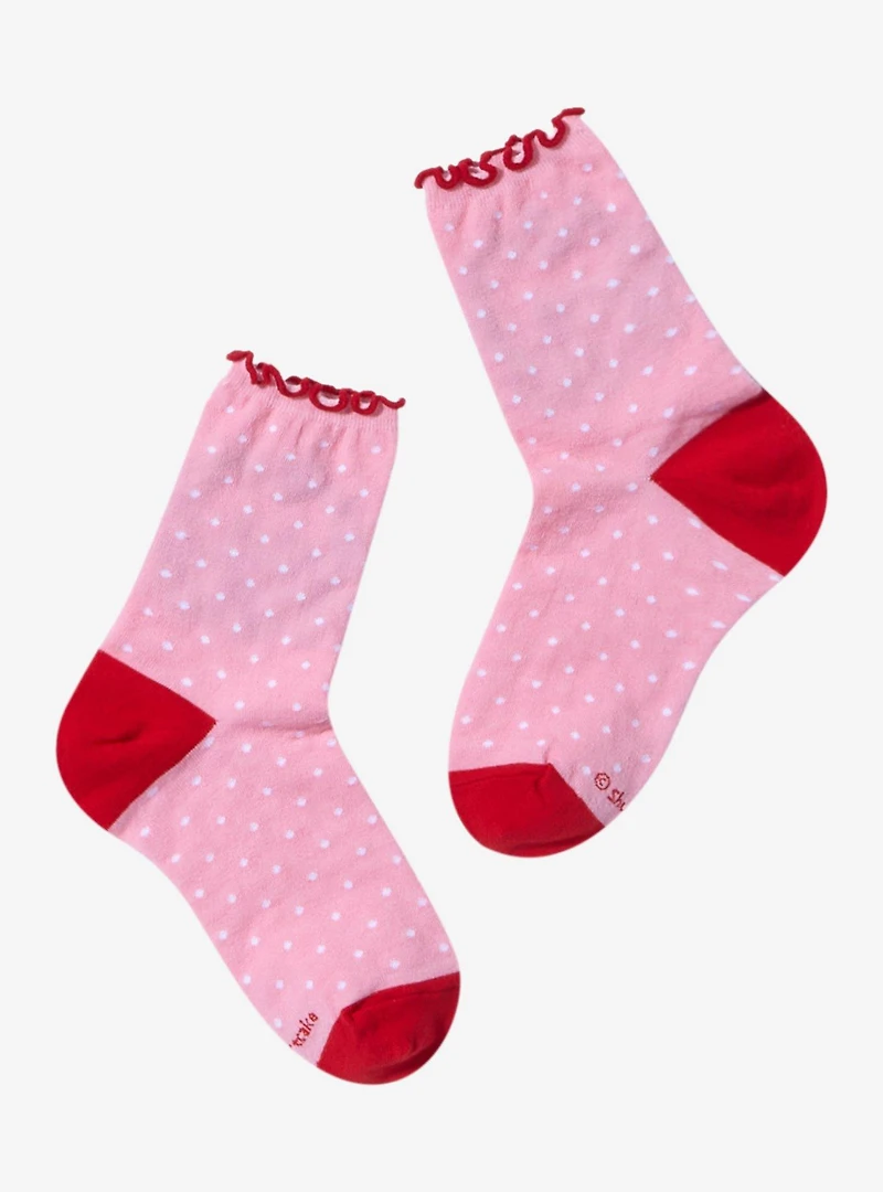 Strawberry Shortcake Portrait Polka Dot Crew Socks - BoxLunch Exclusive