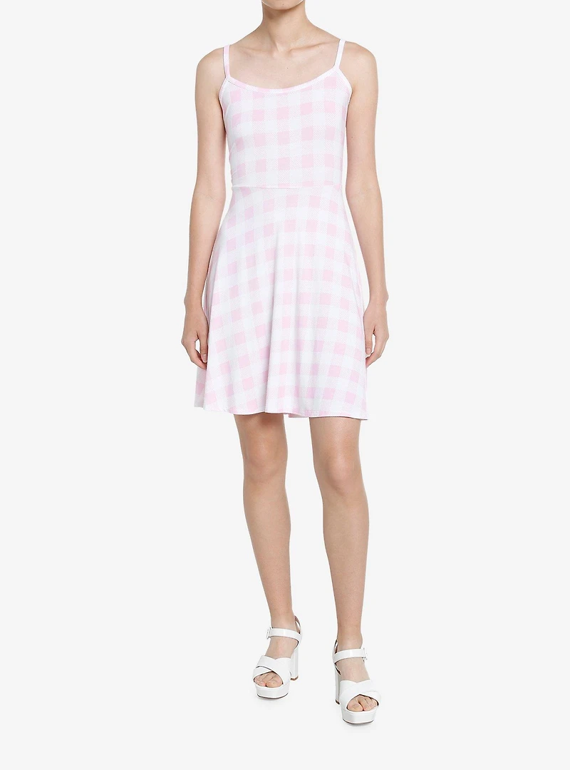 Pastel Pink Gingham Mini Dress