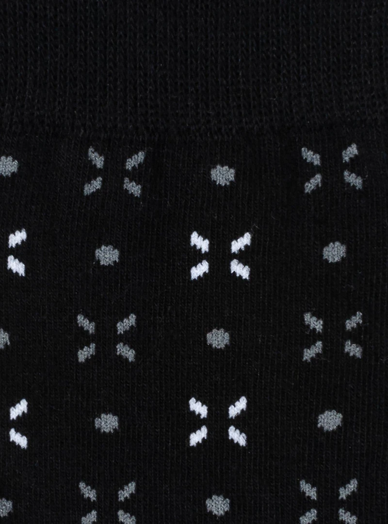 Dot Patterned Black Crew Socks
