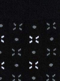 Dot Patterned Black Crew Socks