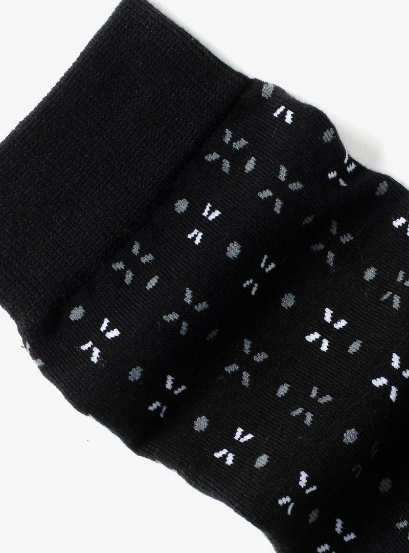 Dot Patterned Black Crew Socks