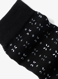 Dot Patterned Black Crew Socks