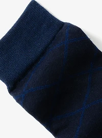Grid Navy Crew Socks
