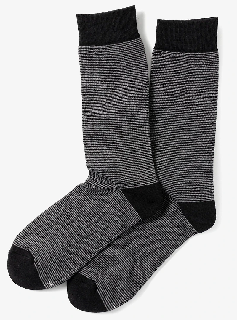Striped Gray Black Crew Socks