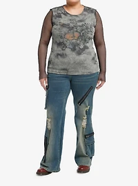 Thorn & Fable Grunge Butterfly Mesh Girls Long-Sleeve Top Plus Size