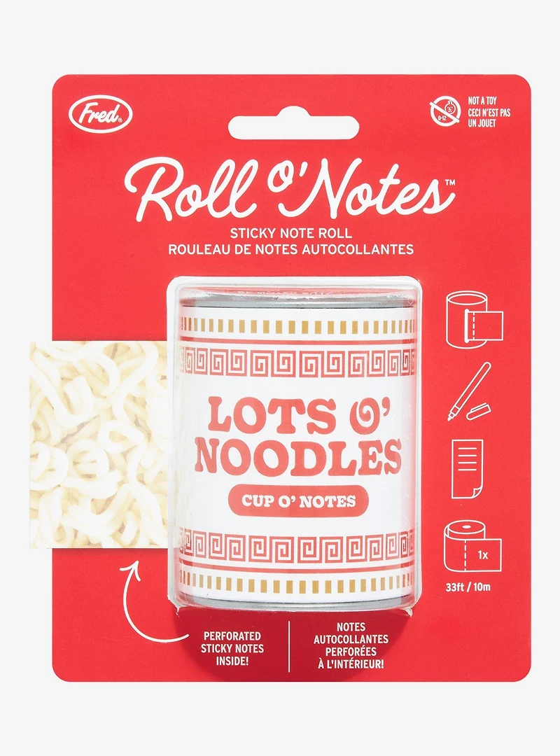 Fred Roll o’ Notes Lots o’ Noodles Cup o’ Notes Sticky Note Roll